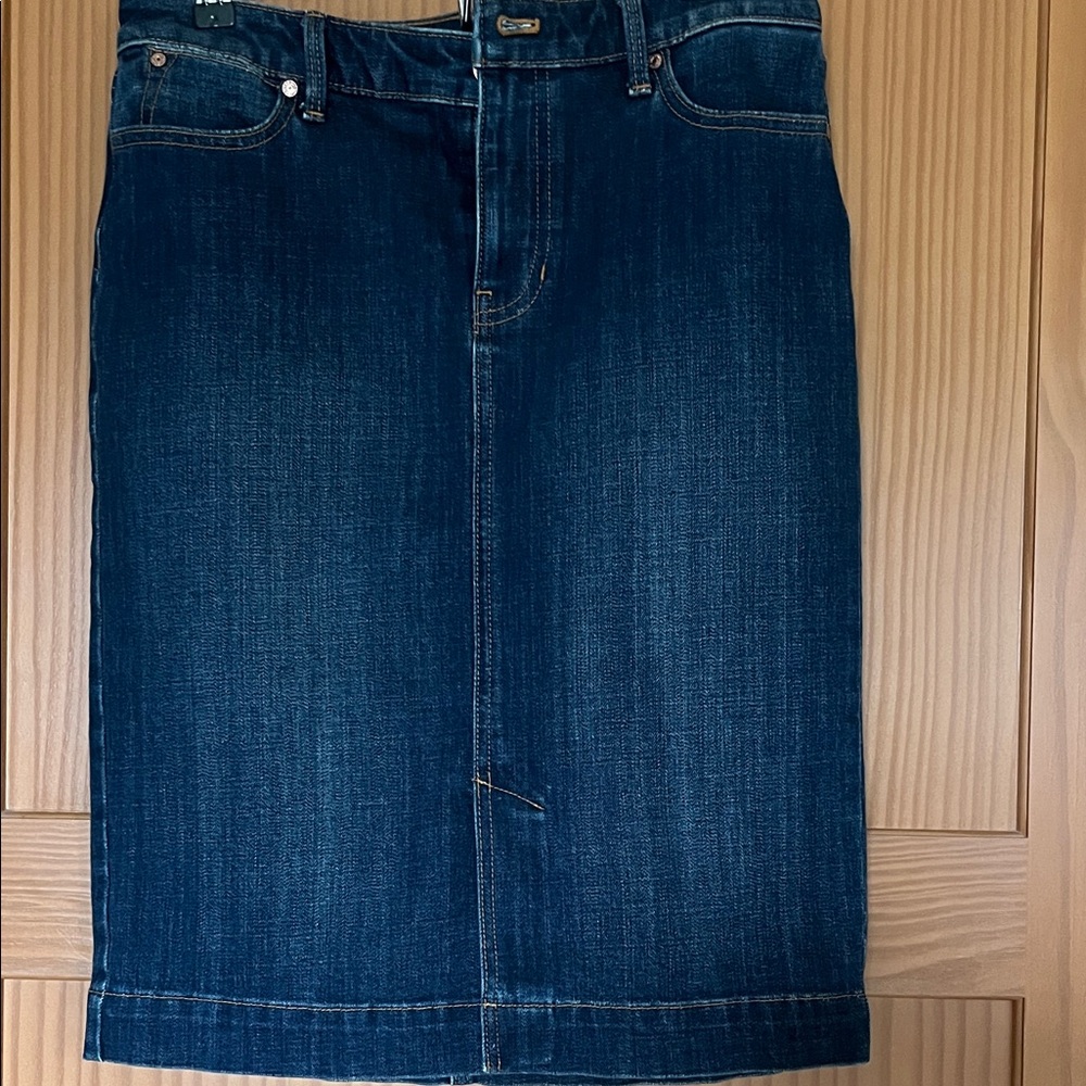 Talbots Petite Dark Blue Denim Skirt, Size 6P